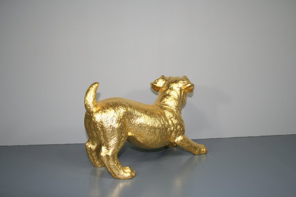 Jack Russell Figures in 24 Karat Gilt, 2000s, Set of 2-QAI-1778409