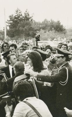 Jackie Kennedy with Crowd of People, 1970s, Black & White Photograph-DYV-1304452