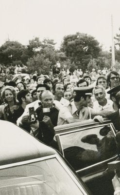 Jackie Kennedy with Crowd of People, 1970s, Black & White Photograph-DYV-1304452