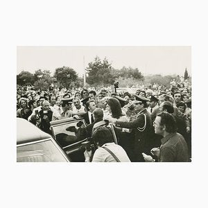 Jackie Kennedy with Crowd of People, 1970s, Black & White Photograph-DYV-1304452