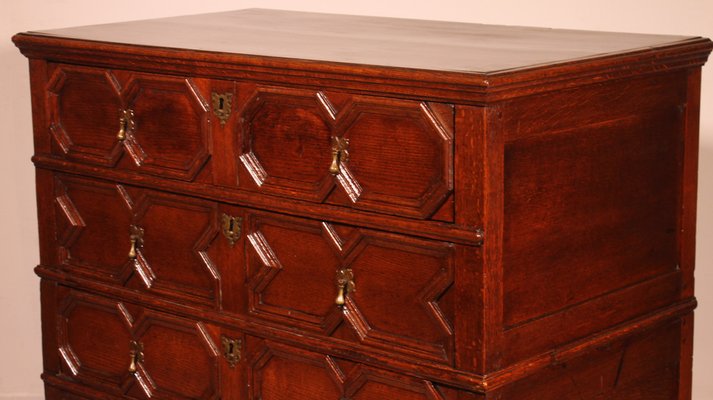 Jacobean Chest of Drawers in Oak, 17th Century-HPU-1775443