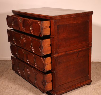 Jacobean Chest of Drawers in Oak, 17th Century-HPU-1775443