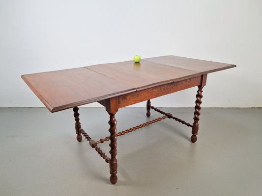 Jacobean Oak Dinning Table with Extending Barley Twist, 1890-AXJ-1725474