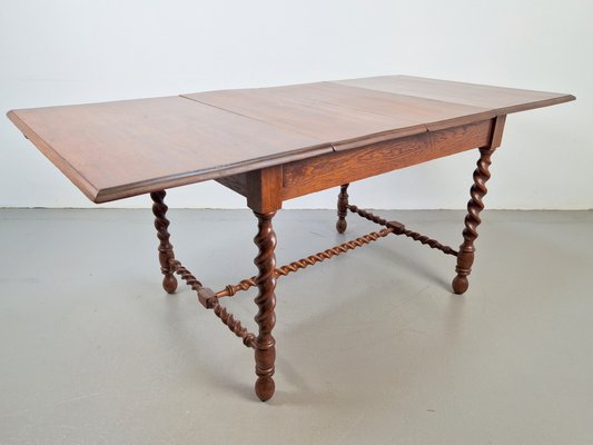 Jacobean Oak Dinning Table with Extending Barley Twist, 1890-AXJ-1725474