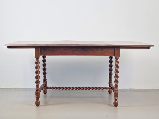 Jacobean Oak Dinning Table with Extending Barley Twist, 1890-AXJ-1725474