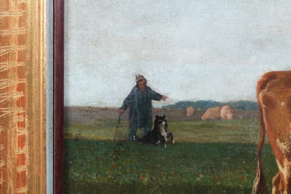 Jacquelart, Grazing Cows, 1890s, Oil on Canvas, Framed-ZLE-1450163