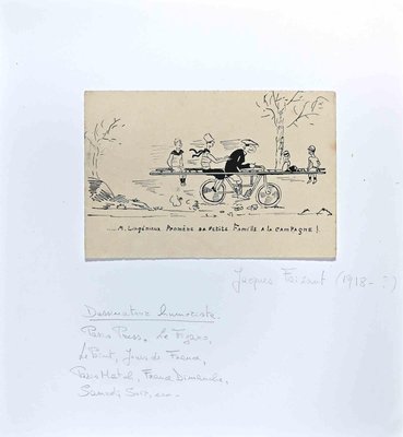 Jacques Faizant, Petite Family, Original Drawing, Mid-20th-Century-ZCI-1229850