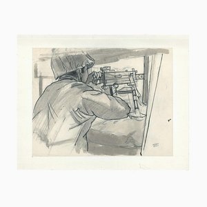 Jacques Hirtz, The Submachine Gun, Watercolored Ink, 20th Century-ZCI-792560