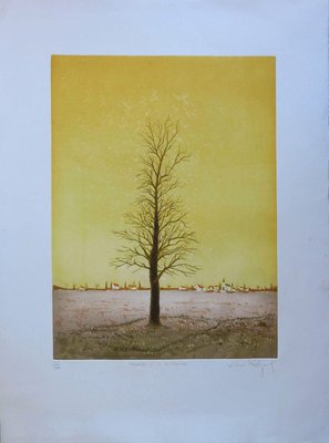 Jacques Joachim Jean Rigal, French Paysage d'Ile de France, Tree, 20th-Century, Lithograph-ARU-1317151