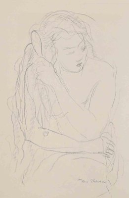 Jacques Thévenet, Woman, Original Pencil Drawing, Early 20th Century-ZCI-1383700