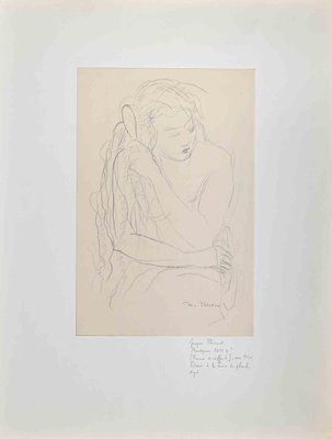 Jacques Thévenet, Woman, Original Pencil Drawing, Early 20th Century-ZCI-1383700