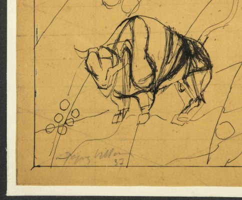 Jacques Villon, Signs of the Zodiac, Taurus and Gemi, Ink Drawing, 1937-ZCI-1760406