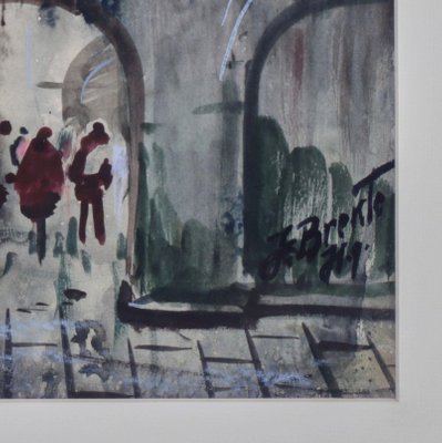 Janis Brekte, Old Riga, 1971, Watercolor, Framed-WMV-1131822