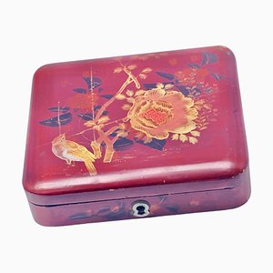 Japanese Hand-Painted and Lacquered Wooden Lidded Box, 1900s-UR-1320850