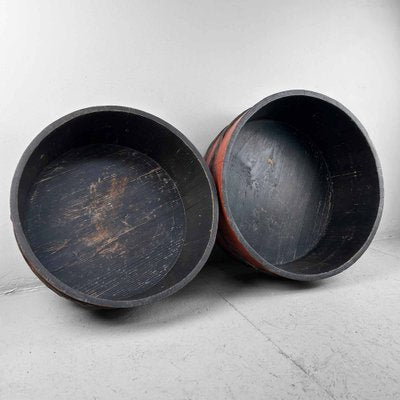 Japanese Lacquered Wooden Tubs, 1920s, Set of 2-DWL-1736957