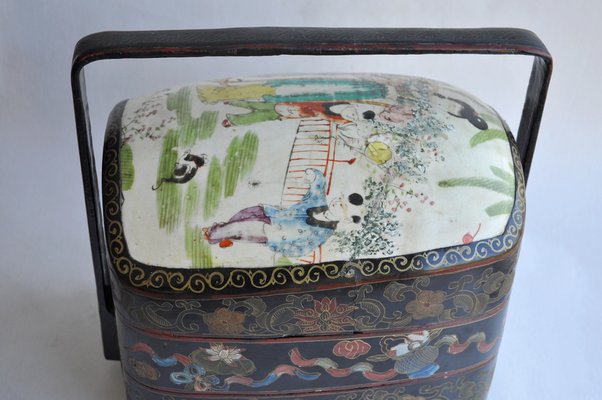 Japanese Picnic Box in Porcelain and Lacquer-KHH-1217978