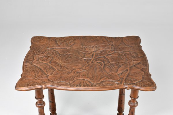 Japanese Sculpted Wooden Tea Table, 1900s-GXL-1719569