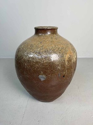 Japanese Tea Leaf Jar in Brown Ceramic-DWL-1413847