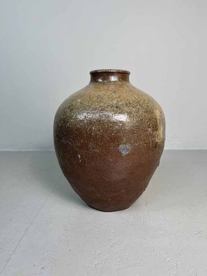 Japanese Tea Leaf Jar in Brown Ceramic-DWL-1413847