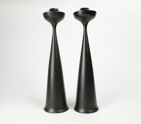 Japanese UFO Candleholders in Wood, Set of 2-HYQ-1790847