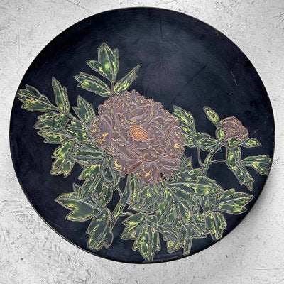 Japanese Urushi-Suri Lacquer Bowl with Floral Design, 1940s-DWL-1786922