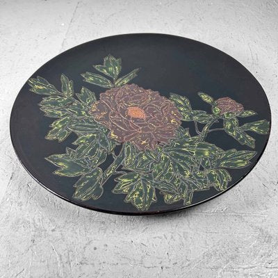 Japanese Urushi-Suri Lacquer Bowl with Floral Design, 1940s-DWL-1786922