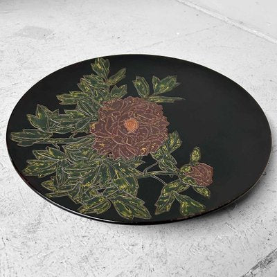 Japanese Urushi-Suri Lacquer Bowl with Floral Design, 1940s-DWL-1786922