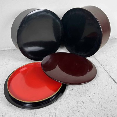 Japanese War Lacquerware Chabitsu Set, 1960s, Set of 4-DWL-1761665