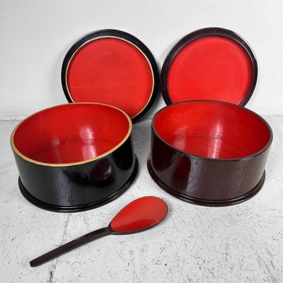 Japanese War Lacquerware Chabitsu Set, 1960s, Set of 4-DWL-1761665