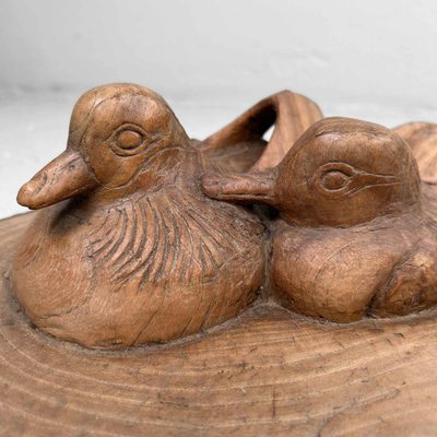 Japanese Waterfowl in Carved Wood, 1940s-DWL-1761025