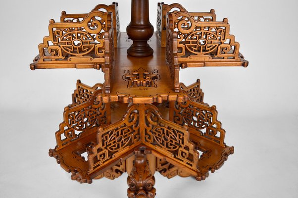 Japonaiserie Pedestal Table with Shelves Attributed to Gabriel Viardot, 1880s-XNH-1022792