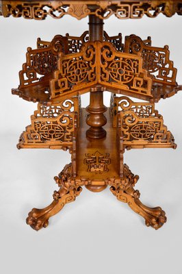 Japonaiserie Pedestal Table with Shelves Attributed to Gabriel Viardot, 1880s-XNH-1022792