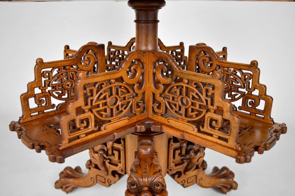 Japonaiserie Pedestal Table with Shelves Attributed to Gabriel Viardot, 1880s-XNH-1022792