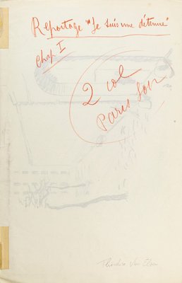 Je suis une détenue - Chap. I - China Ink Drawing by T. van Elsen - 1950s 1950s-ZCI-762184