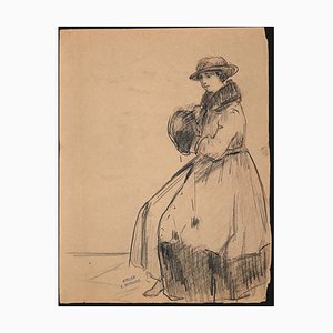 Jean Bernard, Figure of A Woman, Original Pencil Drawing, C. 1910-ZCI-889904