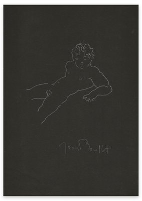 Jean Boullet, Man Lying Naked, Pencil, Mid-20th Century-ZCI-872071