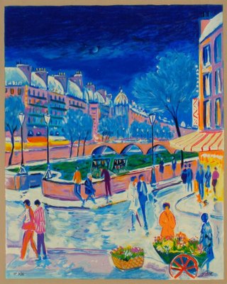 Jean Claude Picot, Paris: Neige sur les quais, 1998, Screenprint-FMZ-1135642