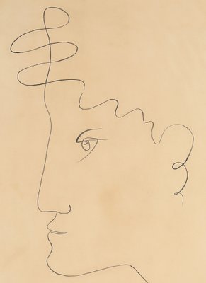 Jean Cocteau, Portrait, 1961, Ink on Paper-QFT-1249036