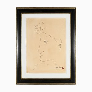 Jean Cocteau, Portrait, 1961, Ink on Paper-QFT-1249036