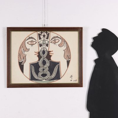 Jean Cocteau, Vis À Vis, 1963, Mixed Media on Paper-VMM-2036357