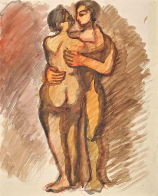 Jean Delpech, Couple, Original Watercolour, Mid-20th Century-ZCI-1422456