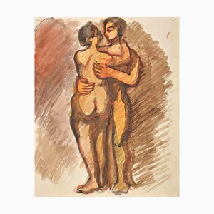 Jean Delpech, Couple, Original Watercolour, Mid-20th Century-ZCI-1422456