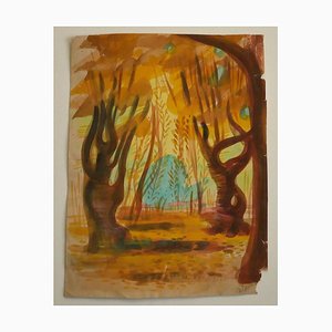 Jean Delpech, in the Wood, Mid-20th Century, Original Watercolor-ZCI-792617