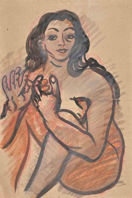 Jean Delpech, Nude, Original Watercolour, Mid-20th Century-ZCI-1422486