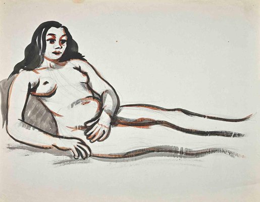 Jean Delpech, Nude, Original Watercolour, Mid-20th Century-ZCI-1422516