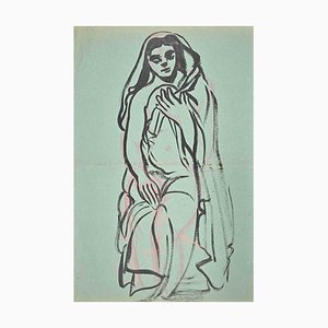 Jean Delpech, Woman, Original Watercolour, Mid-20th Century-ZCI-1422514