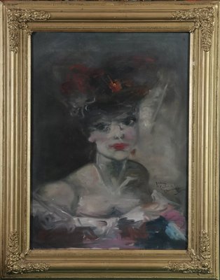 Jean-Gabriel Domergue, Portrait of a Parisian Woman, 1890s, Oil on Canvas-QOR-2017349