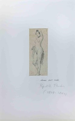 Jean-Hyppolyte Flandrin, Nude of Woman, Original Drawing, Mid-19th-Century-ZCI-1229851