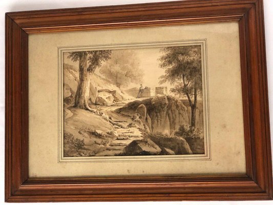 Jean Jacques Champin, Character Scene & Landscape, 19th-Century, Ink on Paper-QKG-1330070