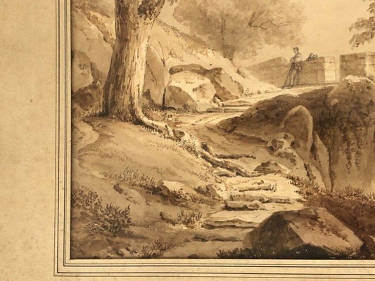 Jean Jacques Champin, Character Scene & Landscape, 19th-Century, Ink on Paper-QKG-1330070